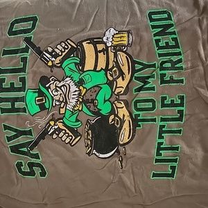 Men's XL Grunt Style Tshirt St Patrick's Day Say Hello To My Little Friend green